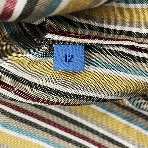Doncaster Sport Shirt Womens 12 Silk Hidden Button Up Striped Multi-Color LS - Picture 7 of 9